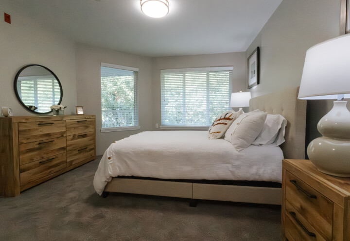 Cozy Bedroom With Large Windows at Senior Living Facility Cozy Bedroom With Large Windows at Senior Living Facility