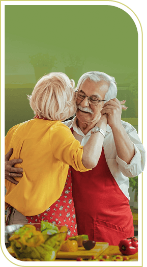 Affectionate Elderly Couple Embracing Warmly Together at an Independent Living Facility